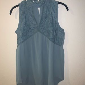 Baby blue Mock Neck Lace Tank